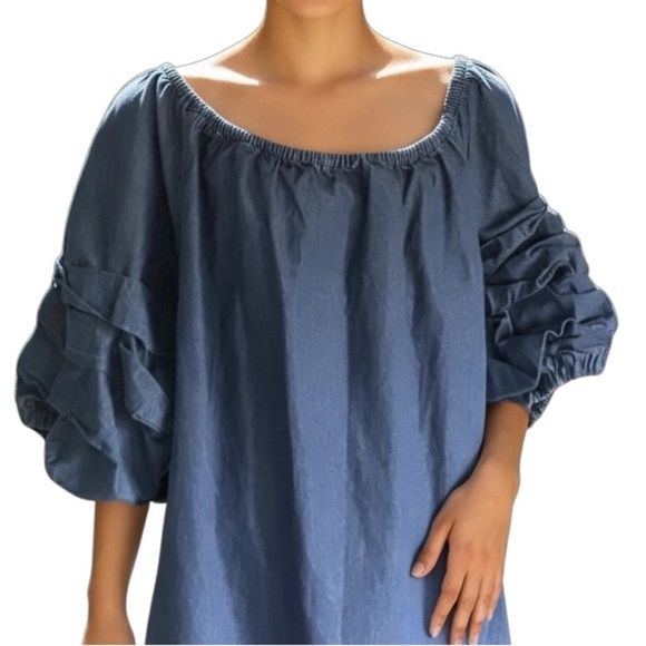 LOVE by Christley Denim Country Western Ruffle Sleeve Dress Pull-On Size 2X - Picture 3 of 11